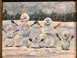 "Snow Man Family" Wood