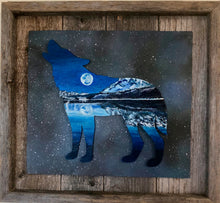 Load image into Gallery viewer, &quot;Midnight Wolf&quot; Wood Painting